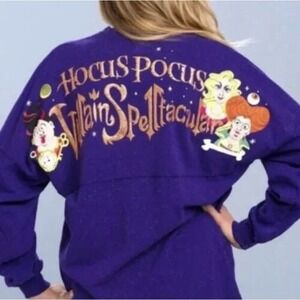 Disney Parks Authentic Spirit Jersey Hocus Pocus Glitter Halloween XS Purple Top